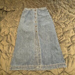 Jones New York Sport Denim Blue Jean Skirt Long Button-up Size 10